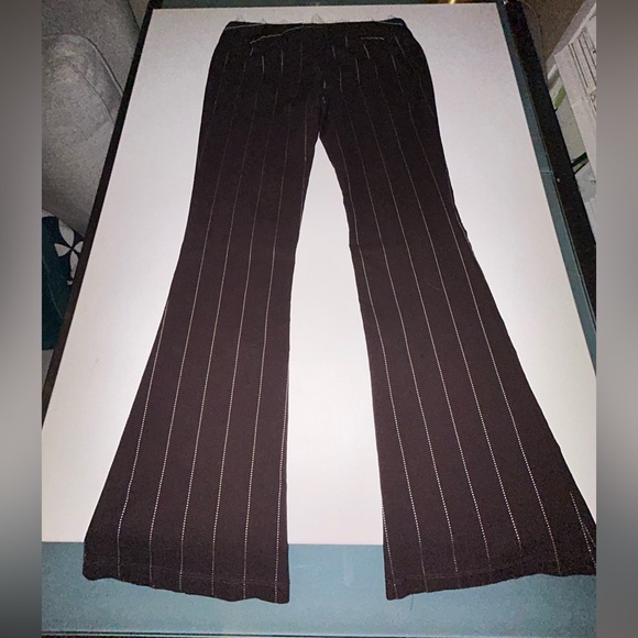Y2K Brown Flare Leg Pants White Stripes Medium - Picture 9 of 13